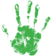 green painted hand print