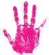 pink painted hand print