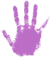 purple painted hand print